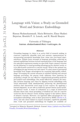Language with Vision: a Study on Grounded Word and Sentence Embeddings