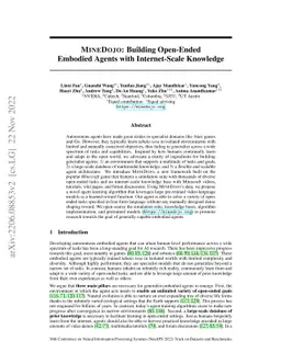 MineDojo: Building Open-Ended Embodied Agents with Internet-Scale
  Knowledge