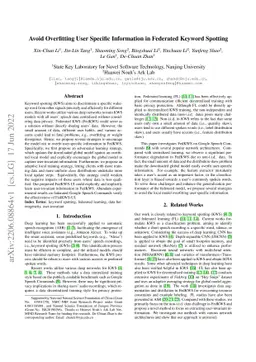 Avoid Overfitting User Specific Information in Federated Keyword
  Spotting