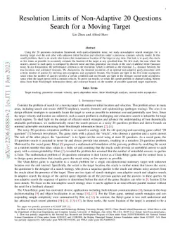 Resolution Limits of Non-Adaptive 20 Questions Search for a Moving
  Target