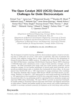 The Open Catalyst 2022 (OC22) Dataset and Challenges for Oxide
  Electrocatalysts