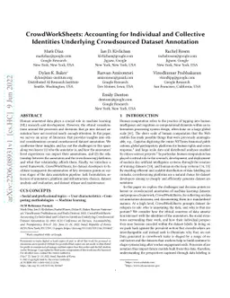 CrowdWorkSheets: Accounting for Individual and Collective Identities
  Underlying Crowdsourced Dataset Annotation