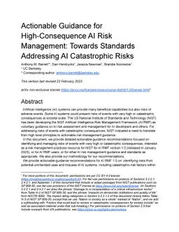 Actionable Guidance for High-Consequence AI Risk Management: Towards
  Standards Addressing AI Catastrophic Risks