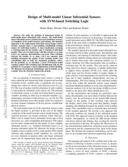 Design of Multi-model Linear Inferential Sensors with SVM-based
  Switching Logic