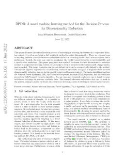 DPDR: A novel machine learning method for the Decision Process for
  Dimensionality Reduction