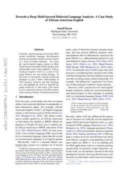 Towards a Deep Multi-layered Dialectal Language Analysis: A Case Study
  of African-American English