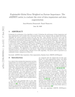 Explainable Global Error Weighted on Feature Importance: The xGEWFI
  metric to evaluate the error of data imputation and data augmentation