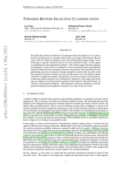 Towards Better Selective Classification