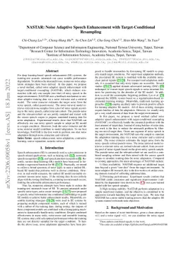 NASTAR: Noise Adaptive Speech Enhancement with Target-Conditional
  Resampling
