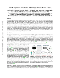 Weakly Supervised Classification of Vital Sign Alerts as Real or
  Artifact