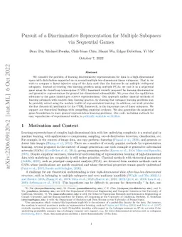 Pursuit of a Discriminative Representation for Multiple Subspaces via
  Sequential Games