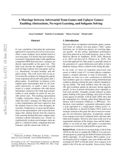 A Marriage between Adversarial Team Games and 2-player Games: Enabling
  Abstractions, No-regret Learning, and Subgame Solving