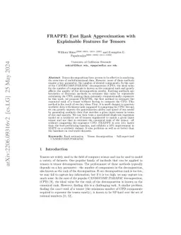 FRAPPE: $\underline{\text{F}}$ast $\underline{\text{Ra}}$nk
  $\underline{\text{App}}$roximation with $\underline{\text{E}}$xplainable
  Features for Tensors