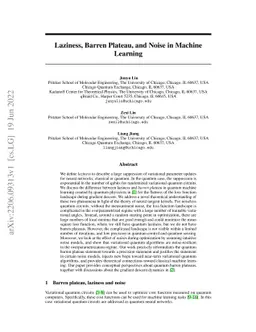 Laziness, Barren Plateau, and Noise in Machine Learning