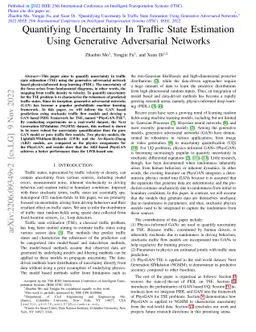 Quantifying Uncertainty In Traffic State Estimation Using Generative
  Adversarial Networks