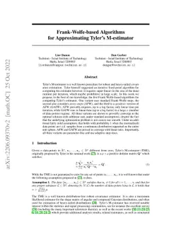 Frank-Wolfe-based Algorithms for Approximating Tyler's M-estimator