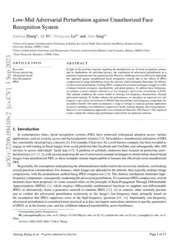 Low-Mid Adversarial Perturbation against Unauthorized Face Recognition
  System