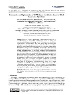 Construction and Optimization of TRNG Based Substitution Boxes for Block
  Encryption Algorithms