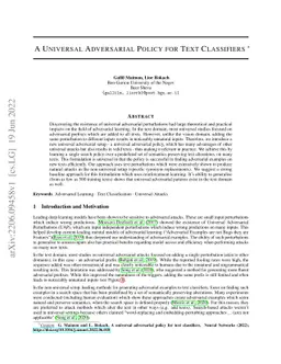 A Universal Adversarial Policy for Text Classifiers