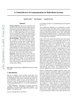 A Critical Review of Communications in Multi-Robot Systems