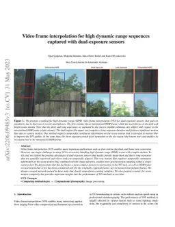 Video frame interpolation for high dynamic range sequences captured with
  dual-exposure sensors