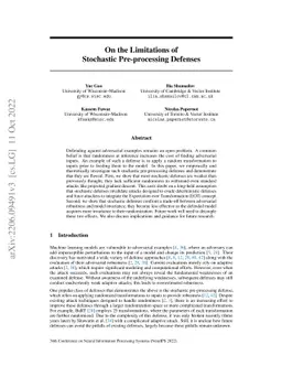 On the Limitations of Stochastic Pre-processing Defenses