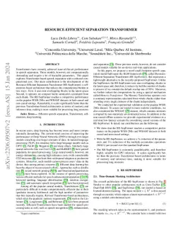 Resource-Efficient Separation Transformer