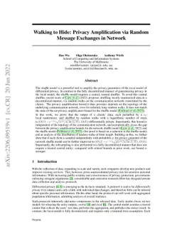 Walking to Hide: Privacy Amplification via Random Message Exchanges in
  Network