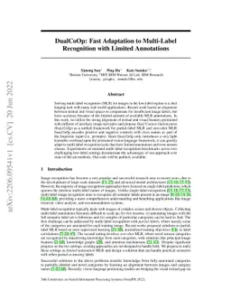 DualCoOp: Fast Adaptation to Multi-Label Recognition with Limited
  Annotations