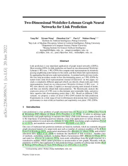 Two-Dimensional Weisfeiler-Lehman Graph Neural Networks for Link
  Prediction