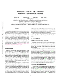 Winning the CVPR'2022 AQTC Challenge: A Two-stage Function-centric
  Approach