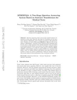 SPBERTQA: A Two-Stage Question Answering System Based on Sentence
  Transformers for Medical Texts