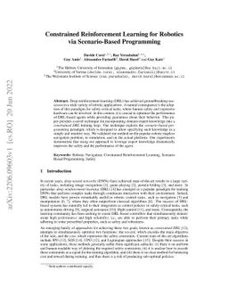 Constrained Reinforcement Learning for Robotics via Scenario-Based
  Programming