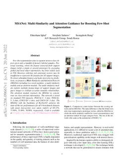 MSANet: Multi-Similarity and Attention Guidance for Boosting Few-Shot
  Segmentation