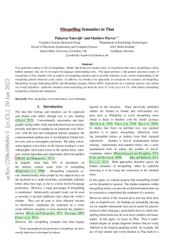Misspelling Semantics In Thai