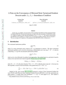 A Note on the Convergence of Mirrored Stein Variational Gradient Descent
  under $(L_0,L_1)-$Smoothness Condition