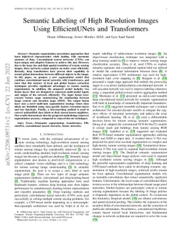 Semantic Labeling of High Resolution Images Using EfficientUNets and
  Transformers