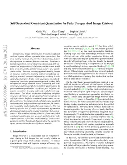 Self-Supervised Consistent Quantization for Fully Unsupervised Image
  Retrieval