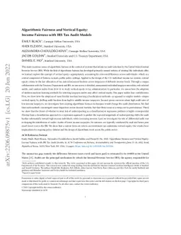 Algorithmic Fairness and Vertical Equity: Income Fairness with IRS Tax
  Audit Models