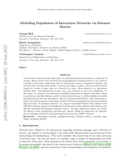 Modelling Populations of Interaction Networks via Distance Metrics