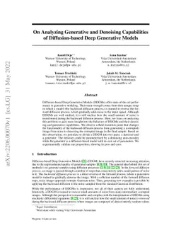 On Analyzing Generative and Denoising Capabilities of Diffusion-based
  Deep Generative Models