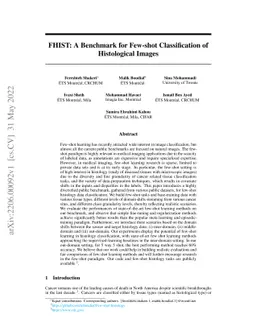 FHIST: A Benchmark for Few-shot Classification of Histological Images