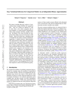Easy Variational Inference for Categorical Models via an Independent
  Binary Approximation