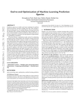 End-to-end Optimization of Machine Learning Prediction Queries