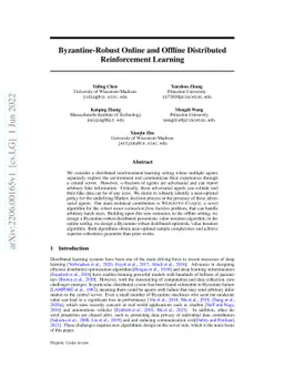 Byzantine-Robust Online and Offline Distributed Reinforcement Learning