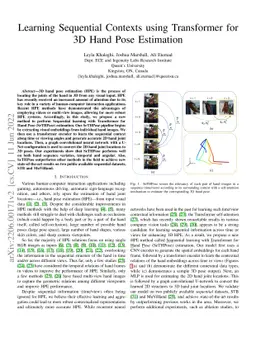 Learning Sequential Contexts using Transformer for 3D Hand Pose
  Estimation