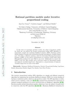 Rational partition models under iterative proportional scaling