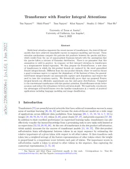 Transformer with Fourier Integral Attentions