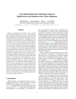 Cross-domain Detection Transformer based on Spatial-aware and
  Semantic-aware Token Alignment