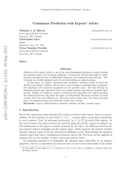 Continuous Prediction with Experts' Advice